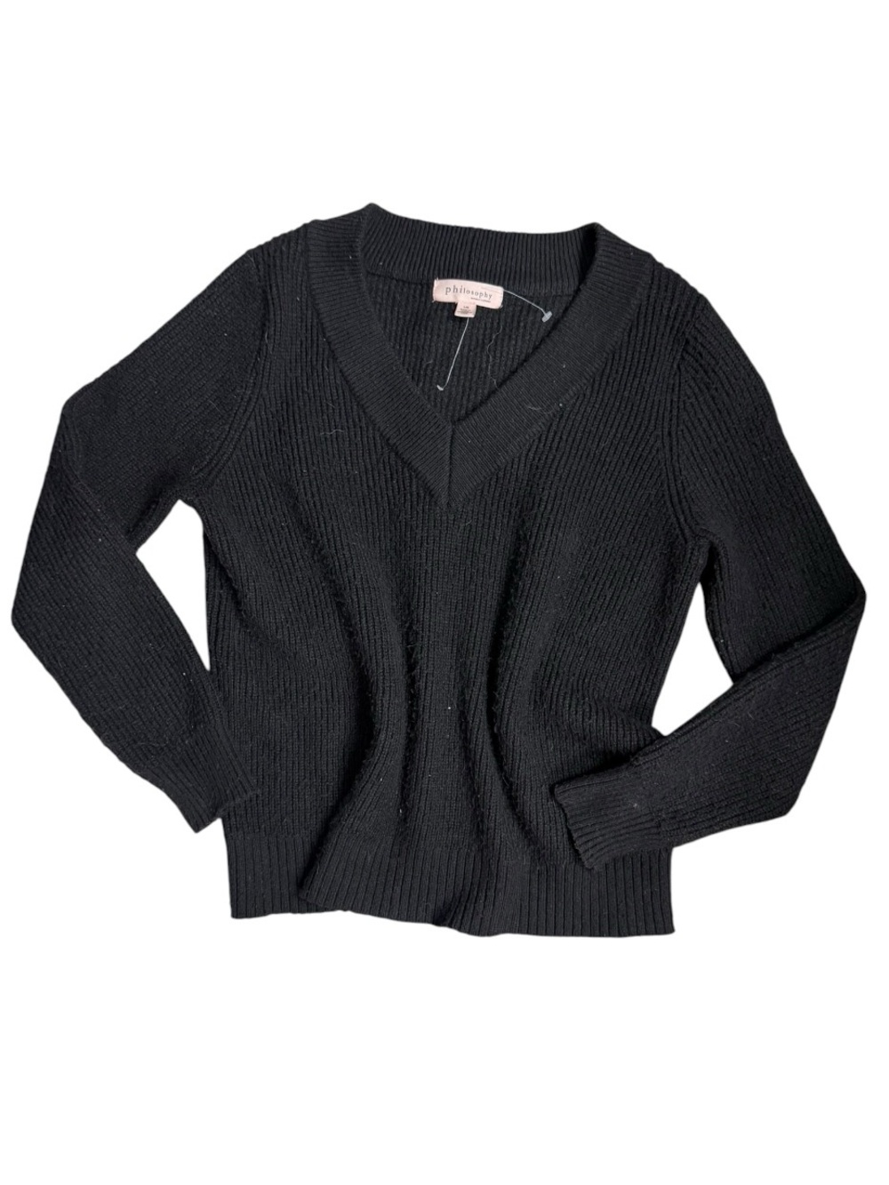 Philosophy Republic Clothing Women’s Oversized V-Neck Black Knit Sweater NWOT